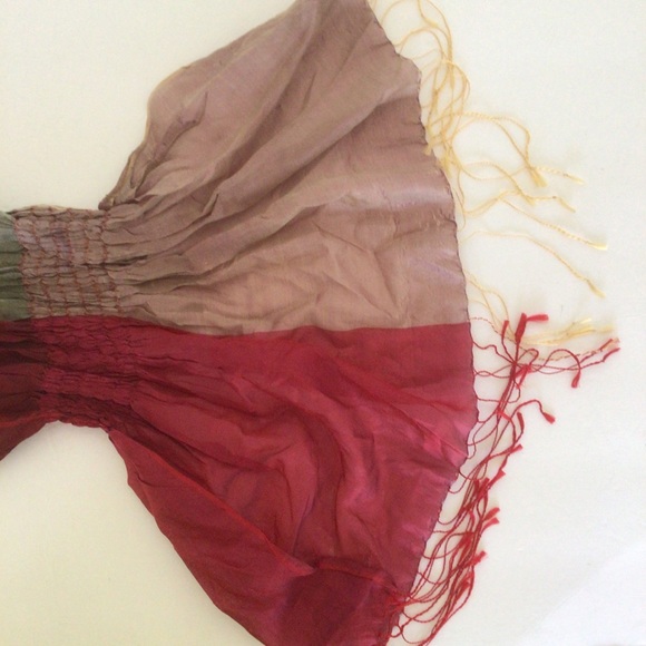 VINTAGE SILK MULTI COLORED BOHEMIAN  SCARF - Picture 9 of 16
